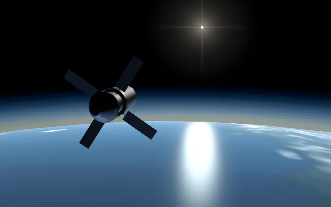 Twenty minutes after launch: Orion above the Earth with its solar arrays deployed.