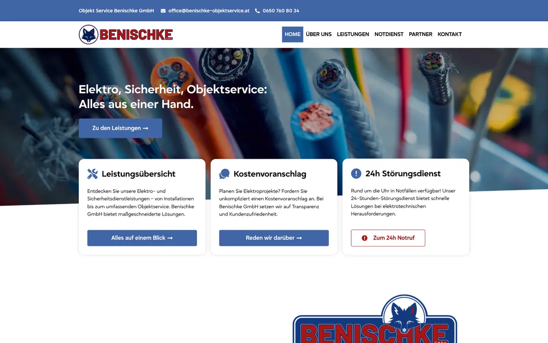 Benischke Objektservice — Website · Elektro & Objekt, Webdesign-Projekt von Christopher Rapp