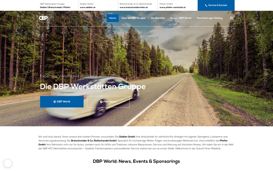DBP-Werkstatt — Website · KFZ-Gruppe, Webdesign-Projekt von Christopher Rapp