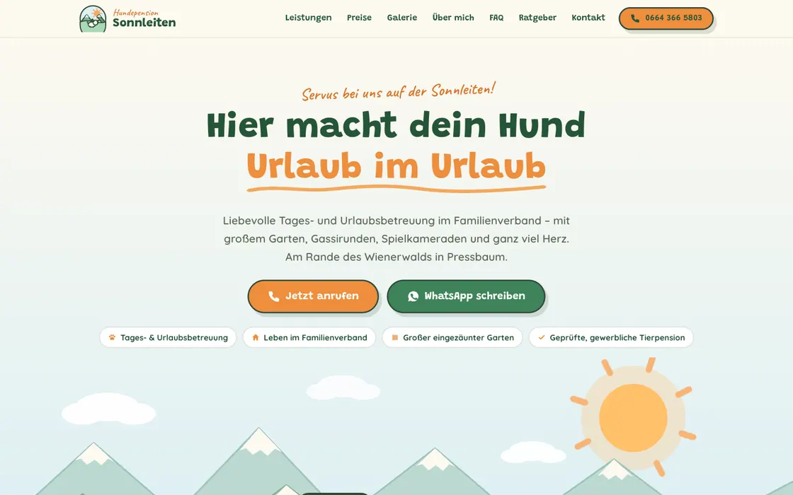 Hundepension Sonnleiten — Website · Hundepension, Webdesign-Projekt von Christopher Rapp