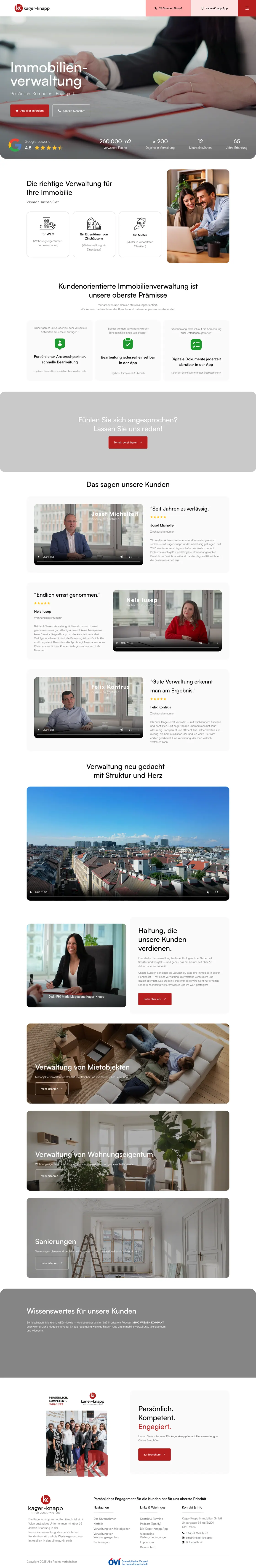 Kager-Knapp — komplette Landingpage, umgesetzt von Christopher Rapp