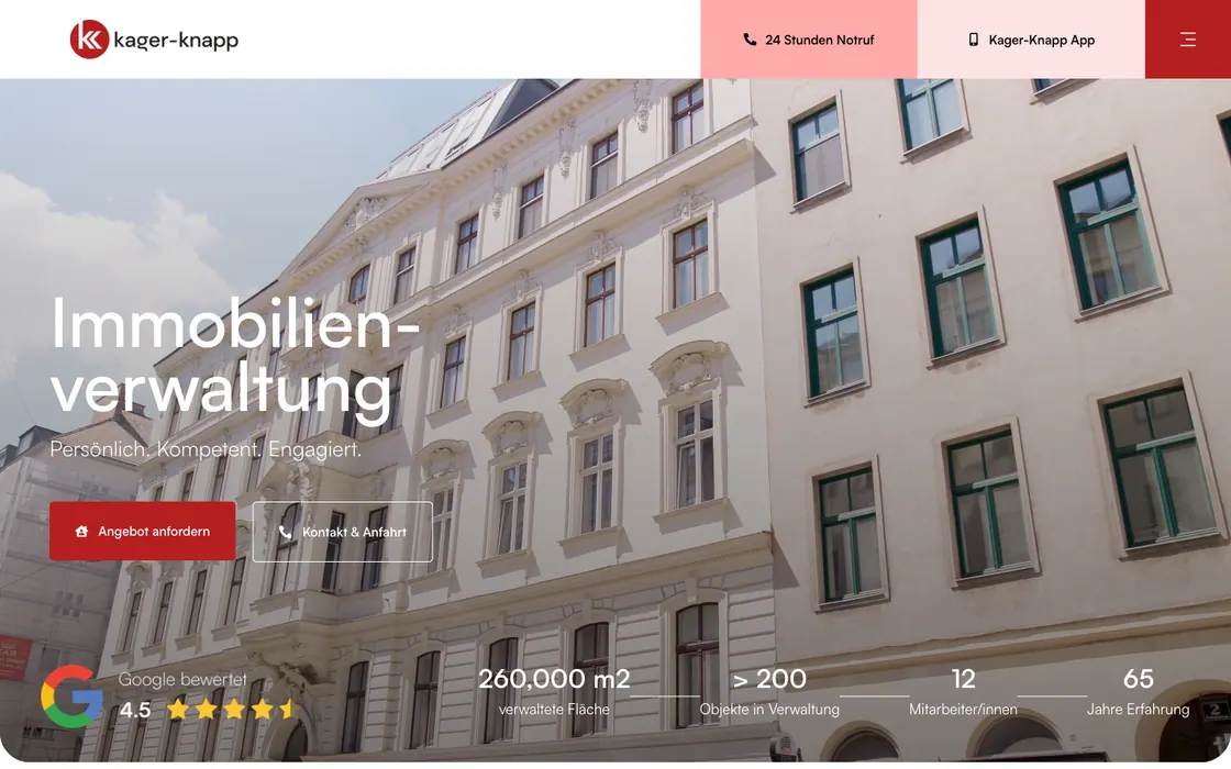 Kager-Knapp — Website · Immobilienverwaltung, Webdesign-Projekt von Christopher Rapp
