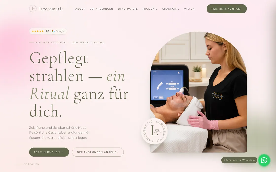 larcosmetic — Website · Kosmetikstudio, Webdesign-Projekt von Christopher Rapp
