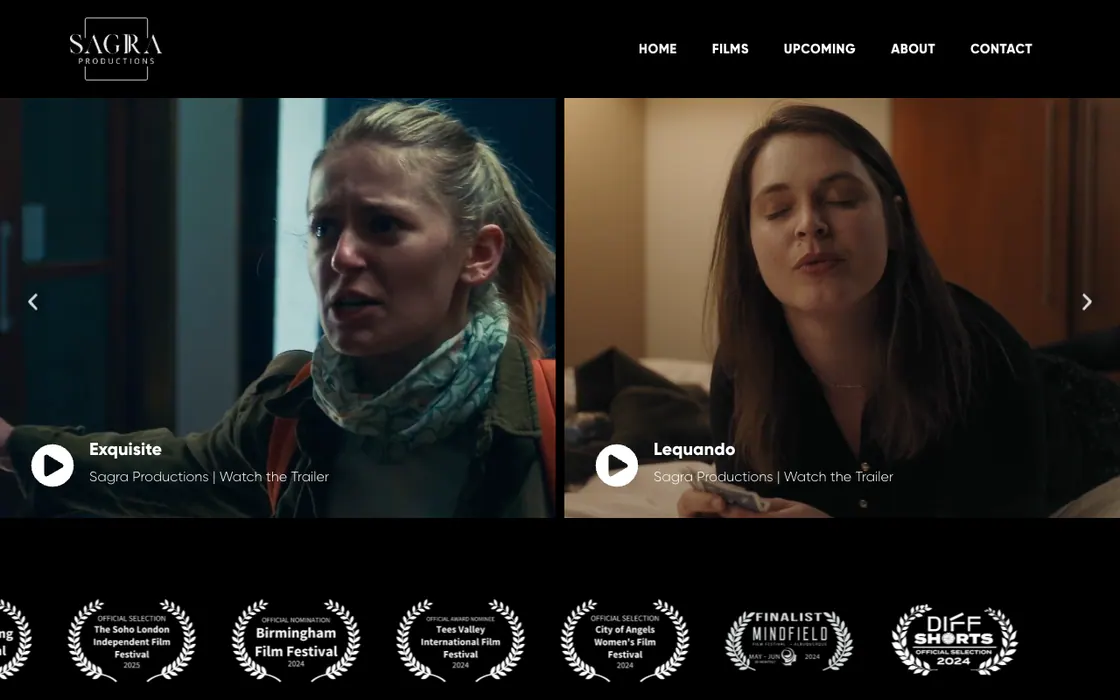 Sagra Productions — Portfolio-Website, Webdesign-Projekt von Christopher Rapp