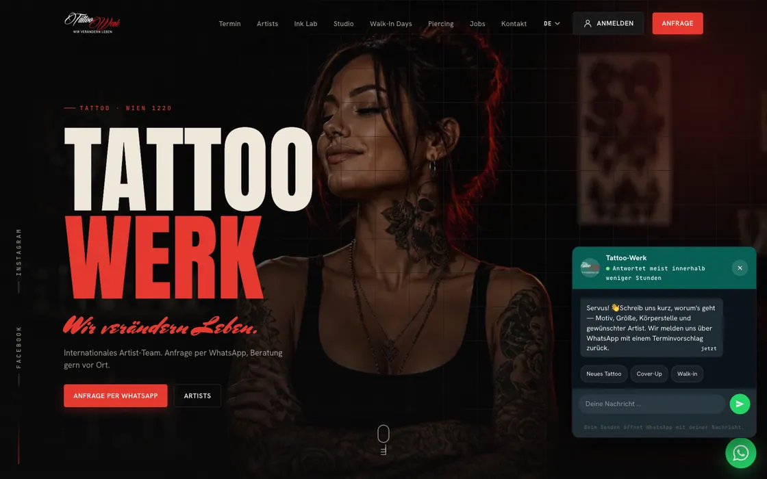 Tattoo-Werk — Website · Dashboard · KI, Webdesign-Projekt von Christopher Rapp