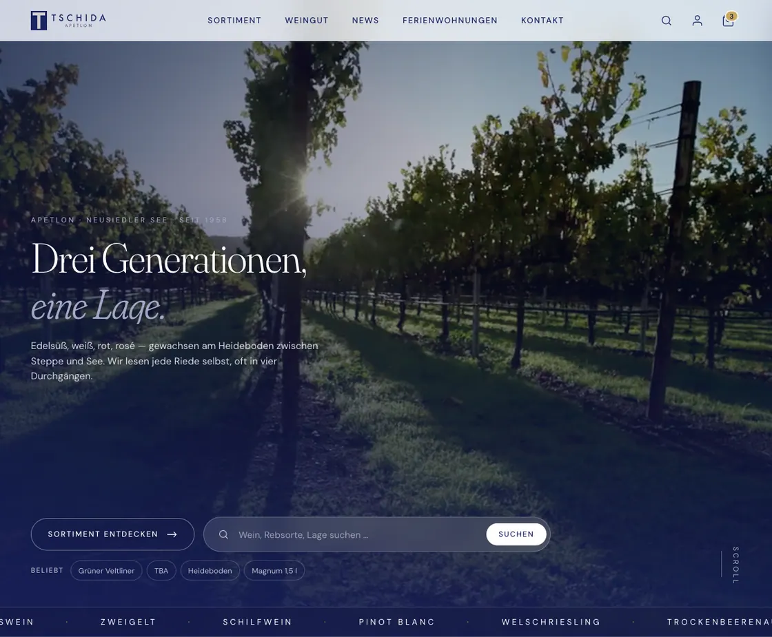 Weingut Tschida — Design-Entwurf · Weingut, Webdesign-Projekt von Christopher Rapp